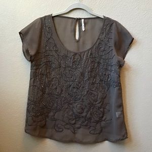 Sheer Beaded & embroidered blouse